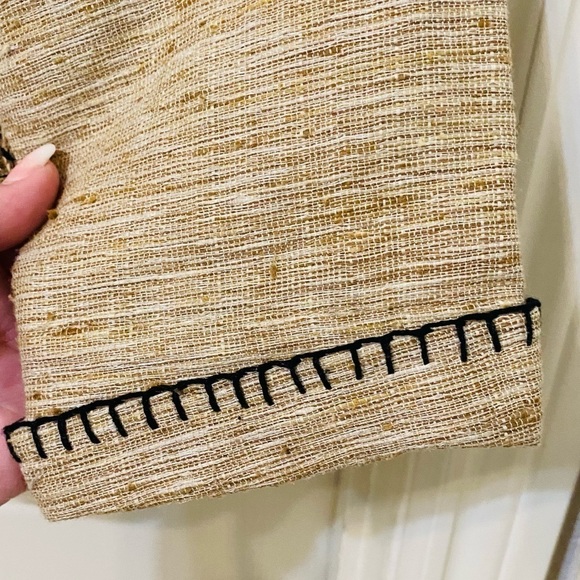 Coldwater Creek Size PM Linen Embroidered Floral Tan Button Up Lined Jacket - Picture 6 of 9